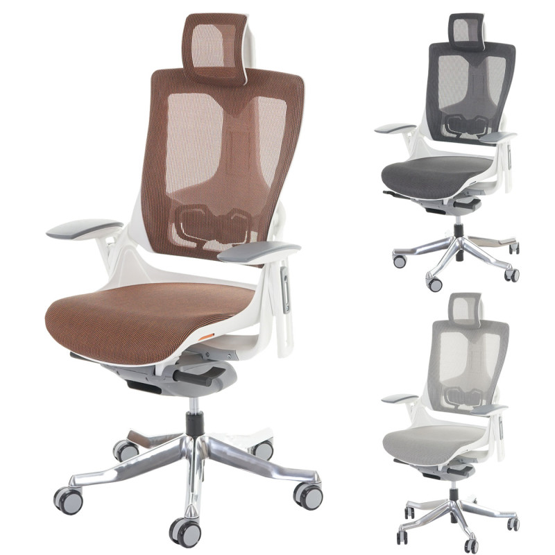 Fauteuil de bureau MERRYFAIR Wau 2, chaise pitovante, rembourrage / filet, ergonomique - blanc/noir