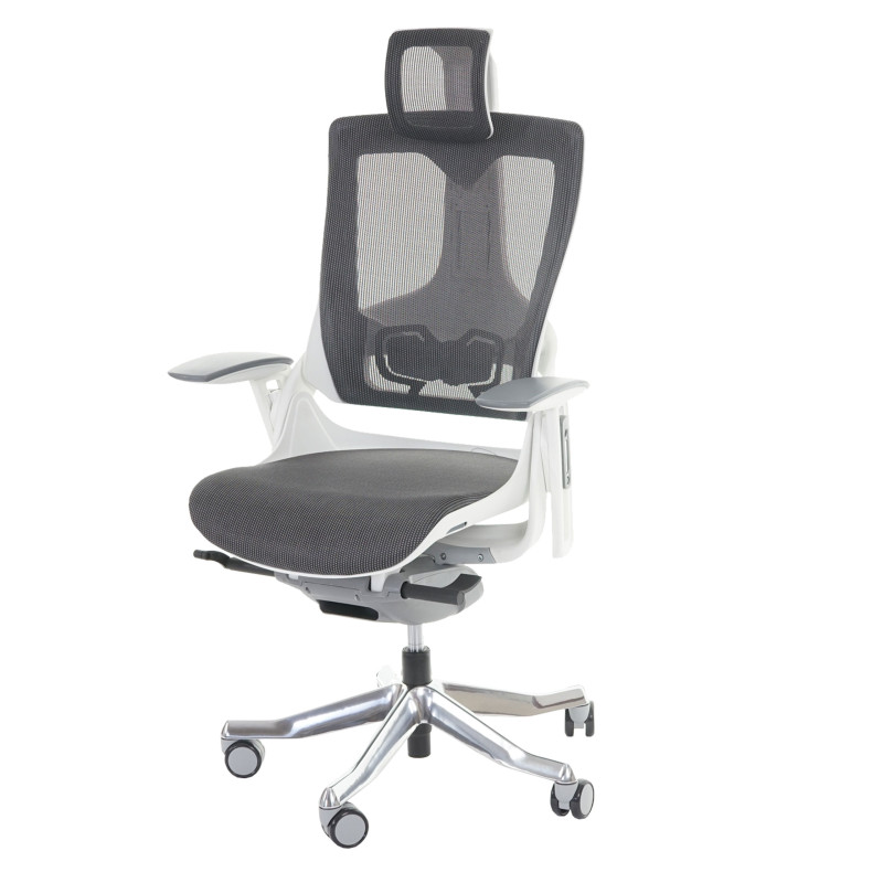 Fauteuil de bureau MERRYFAIR Wau 2, chaise pitovante, rembourrage / filet, ergonomique - blanc/noir