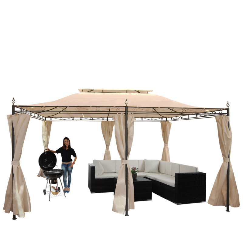 Pergola Mecina, pavillon de jardin, cadre en acier à 4cm avec paroi, 4x3m