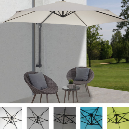 Parasol de mur Casoria, parasol déporté pour balcon ou terrasse, 3m inclinable - sable