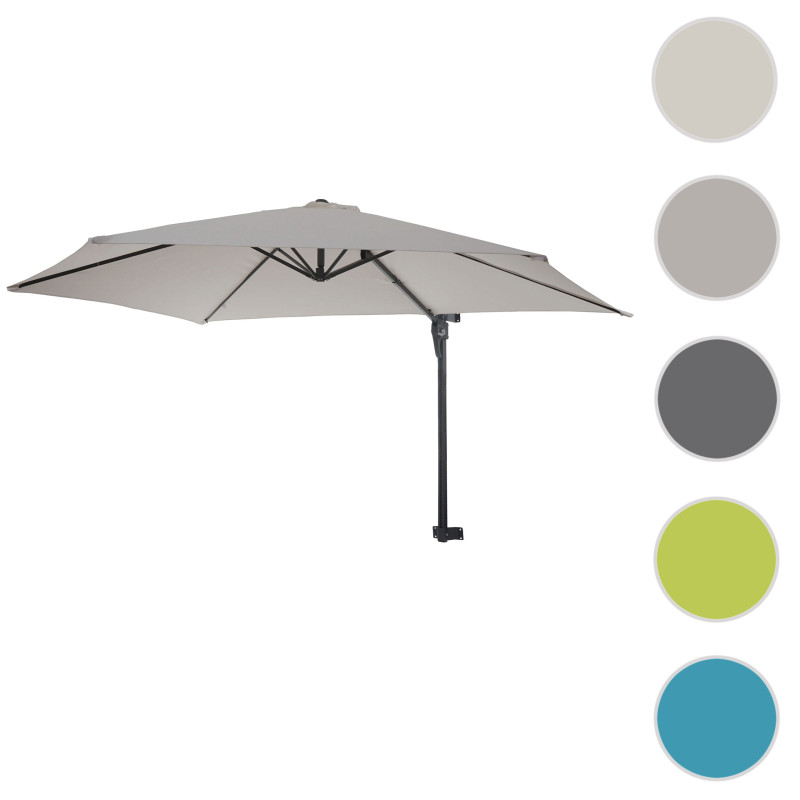 Parasol de mur Casoria, parasol déporté pour balcon ou terrasse, 3m inclinable - sable