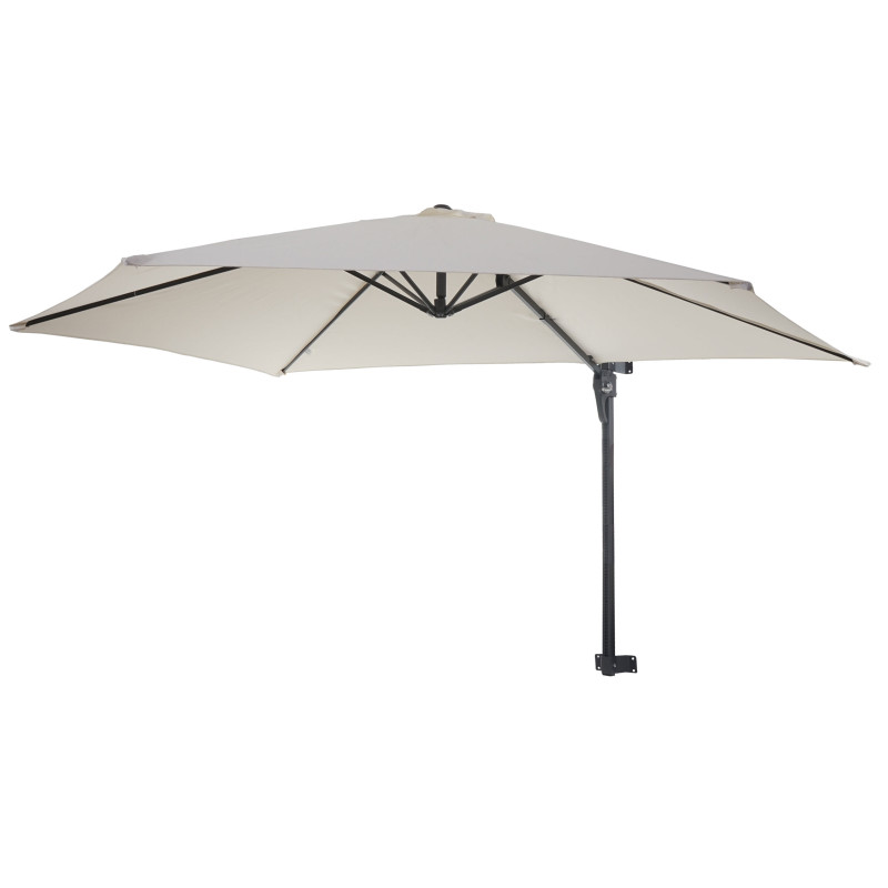 Parasol de mur Casoria, parasol déporté pour balcon ou terrasse, 3m inclinable - crème
