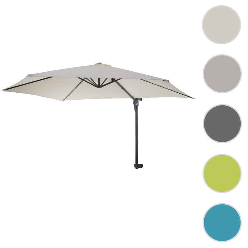 Parasol de mur Casoria, parasol déporté pour balcon ou terrasse, 3m inclinable - crème