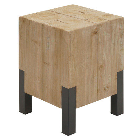 Table d'appoint Table de fleur, Métal industriel massif-bois certifié MVG, 46x32x32cm naturel