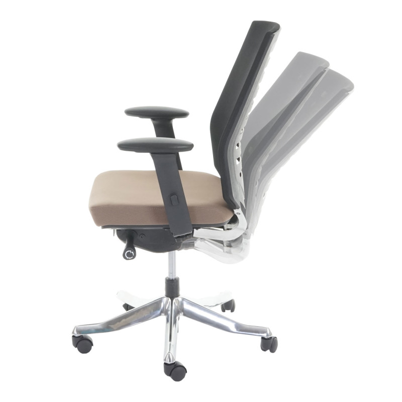 Fauteuil de bureau MERRYFAIR Velo, chaise pitovante, rembourrage / filet, ergonomique - taupe