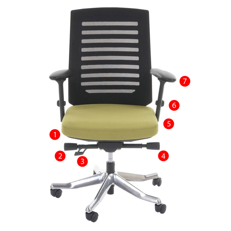 Fauteuil de bureau MERRYFAIR Velo, chaise pitovante, rembourrage / filet, ergonomique - vert olive