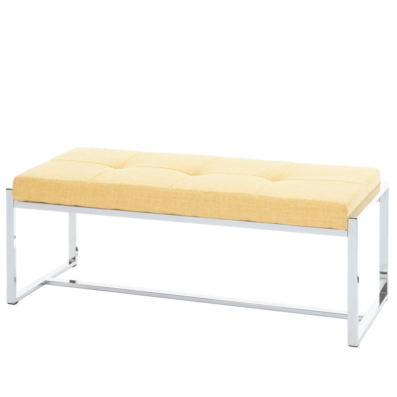 Banquette Tivoli, banc rembourré, banc de salle à manger, 120cm - tissu jaune/orange