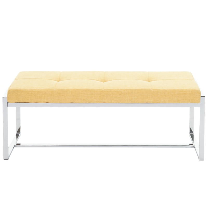 Banquette Tivoli, banc rembourré, banc de salle à manger, 120cm - tissu jaune/orange