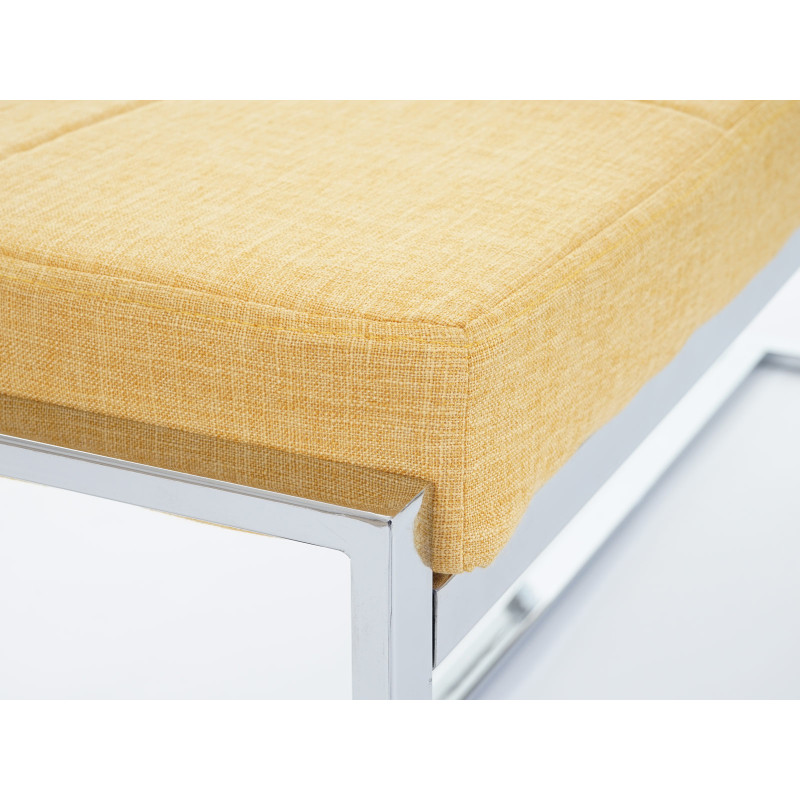 Banquette Tivoli, banc rembourré, banc de salle à manger, 120cm - tissu jaune/orange