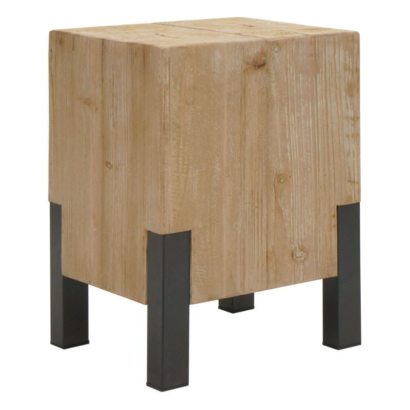 Table d'appoint Table de fleur, Métal industriel massif-bois certifié MVG, 46x32x32cm naturel