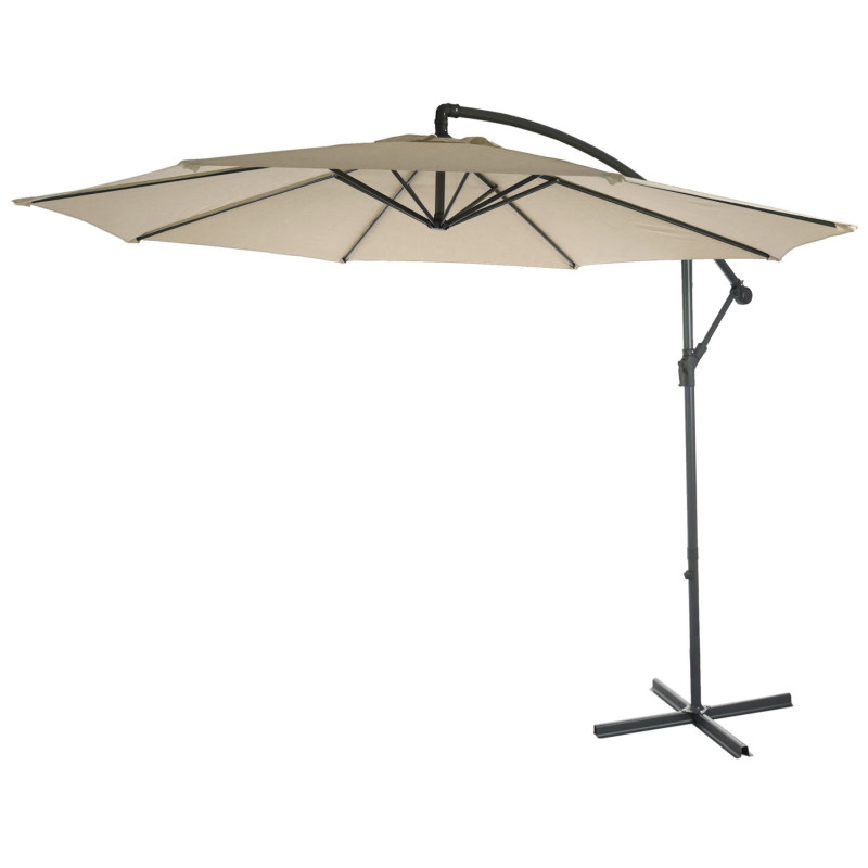 Parasol déporté semi-pro Acerra, protection contre le soleil, 3m inclinable - crème avec support