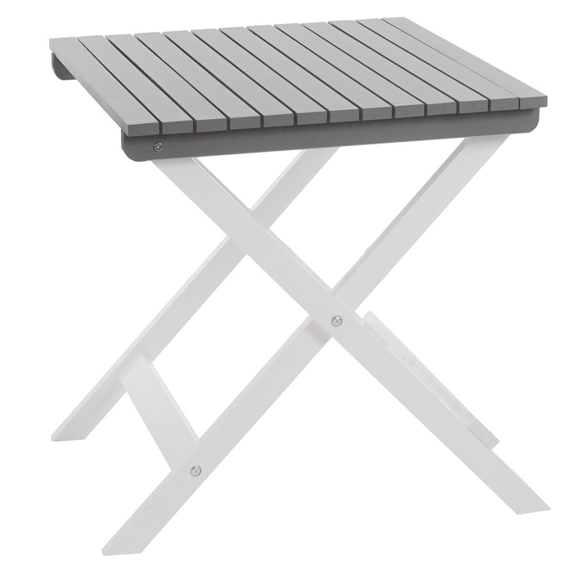 Table en bois Salzburg, table de jardin, pliable, blanc, laqué en gris