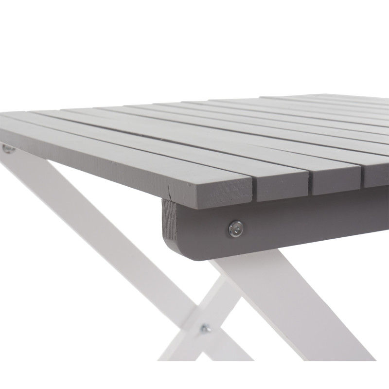 Table en bois Salzburg, table de jardin, pliable, blanc, laqué en gris