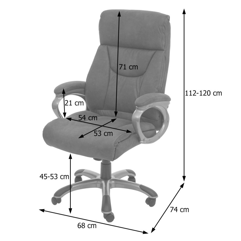 Fauteuil de bureau Dallas, fauteuil pivotant, charge 150kg, aspect daim - taupe