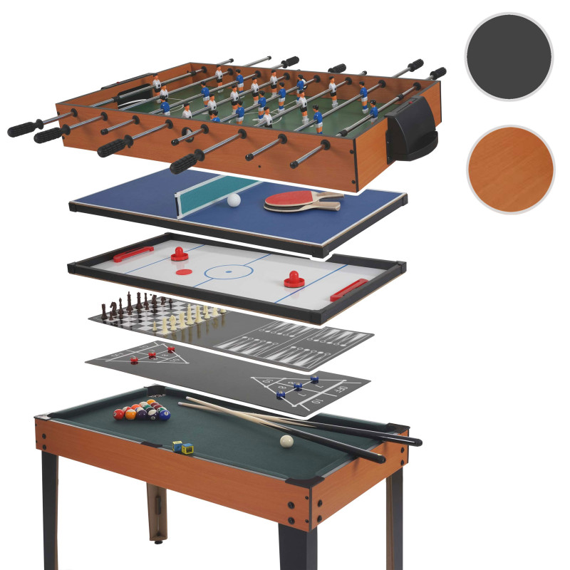 Table de baby-foot Wakefield, billard, hockey, 7 en 1, table multijeux, 82x107x60cm