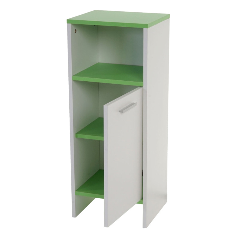 Set de salle de bain Arezzo, meuble sous évier, armoire haute, commode - blanc, sols verts