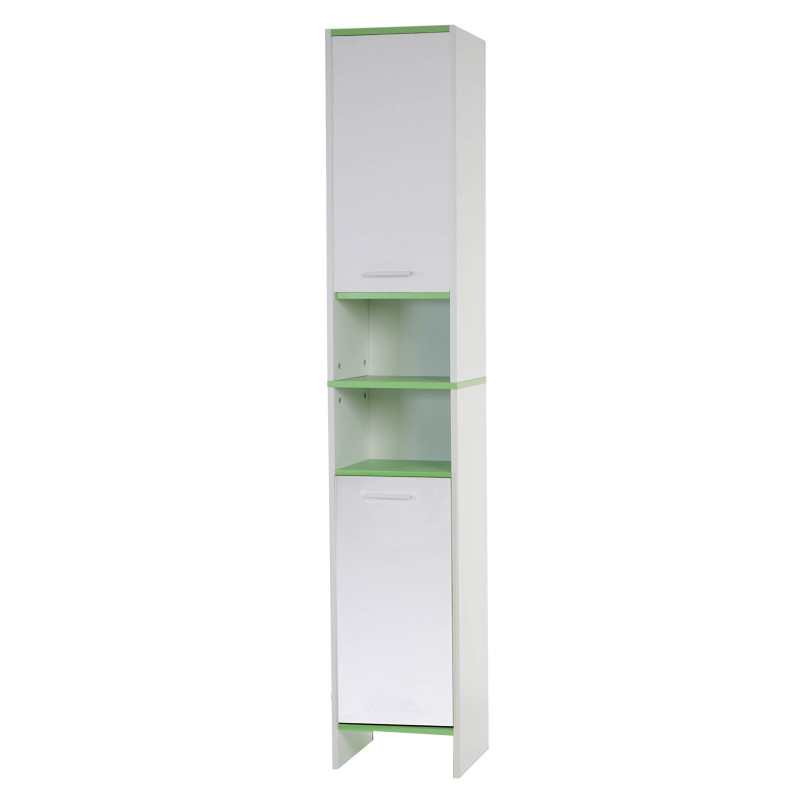 Set de salle de bain Arezzo, meuble sous évier, armoire haute, commode - blanc, sols verts