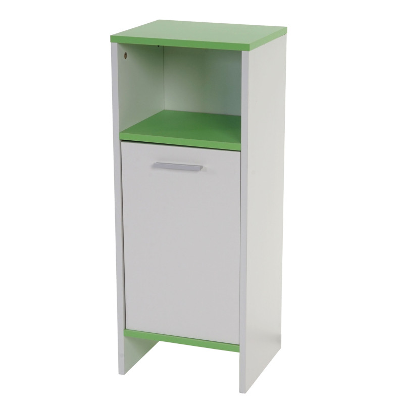 Set de salle de bain Arezzo, meuble sous évier, armoire haute, commode - blanc, sols verts