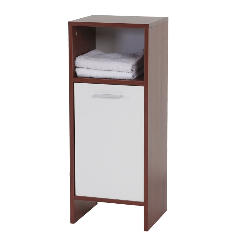 Set de salle de bain Arezzo, meuble sous évier, armoire haute, commode - marron, portes blanches