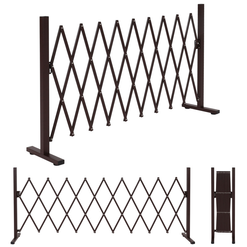 Barrière de sécurité en aluminium Grille de sécurité extensible pivotante en acier 103x36-265x31cm, marron