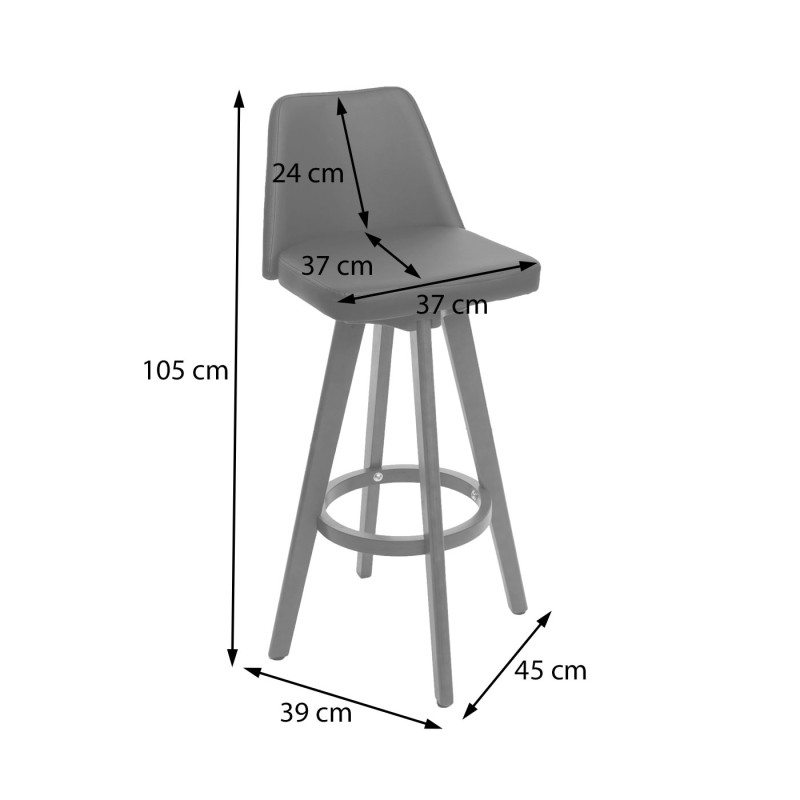 2x tabouret de bar Boras, chaise de comptoir, bois, similicuir, rotatif - marron, pieds foncés