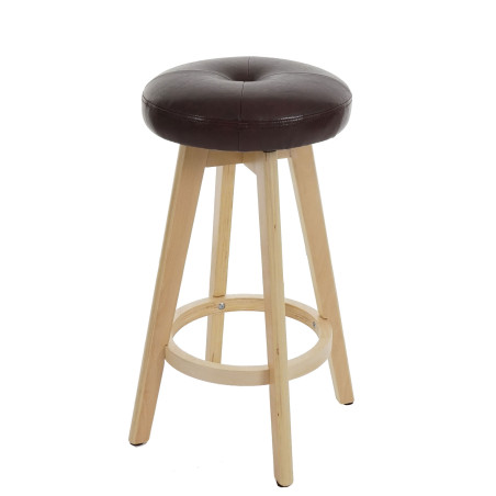 Tabouret de bar Navan, chaise de comptoir, bois, similicuir, rotatif - bordeaux, pieds clairs