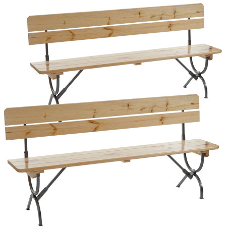 Lot de 2 bancs LINZ pour brasserie en plein air, avec dossier, laqué - 180 cm