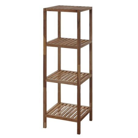 Étagère en bois T520, étagère indépendante de salle de bain / ménage, noix, huilé - 4 surfaces