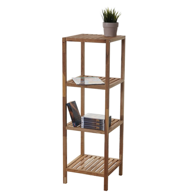 Étagère en bois T520, étagère indépendante de salle de bain / ménage, noix, huilé - 4 surfaces