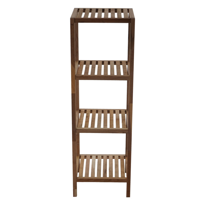 Étagère en bois T520, étagère indépendante de salle de bain / ménage, noix, huilé - 4 surfaces