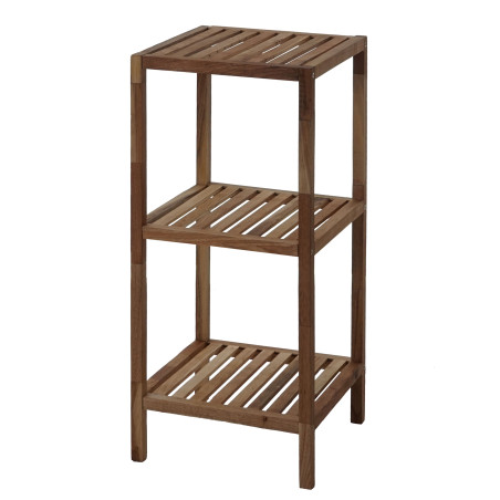 Étagère en bois T520, étagère indépendante de salle de bain / ménage, noix, huilé - 3 surfaces