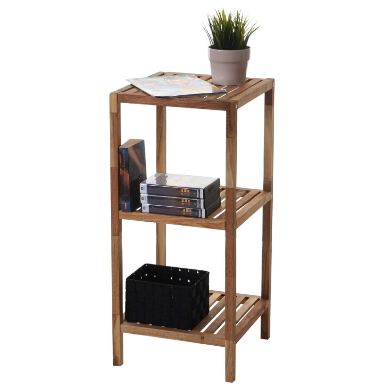 Étagère en bois T520, étagère indépendante de salle de bain / ménage, noix, huilé - 3 surfaces