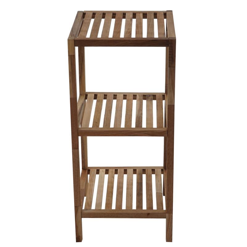 Étagère en bois T520, étagère indépendante de salle de bain / ménage, noix, huilé - 3 surfaces