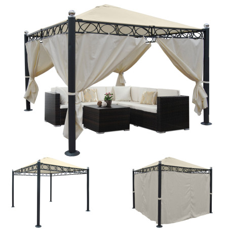 Pergola Belagua, pavillon de jardin, cadre stable à 10cm, 3x3m - sans paroi