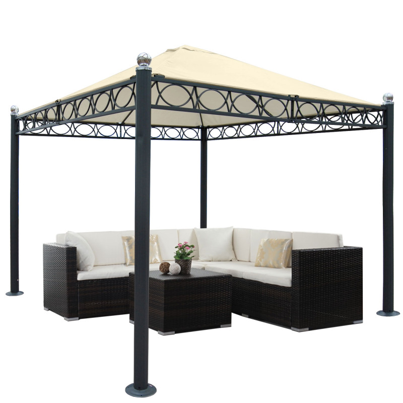 Pergola Belagua, pavillon de jardin, cadre stable à 10cm, 3x3m - sans paroi