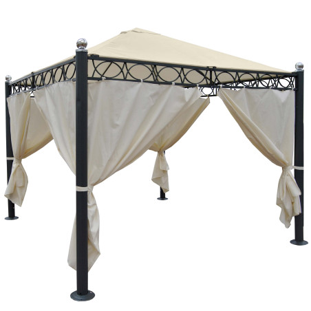 Pergola Belagua, pavillon de jardin, cadre stable à 10cm, 3x3m - avec paroi