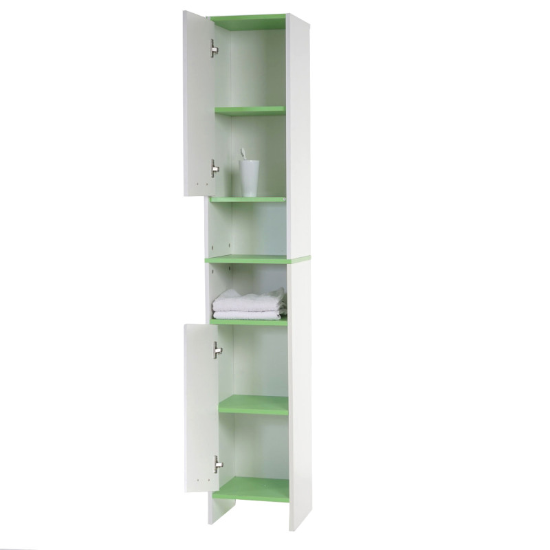 Armoire haute Arezzo, armoire de salle de bain, 56x60x28cm - blanc, sols verts