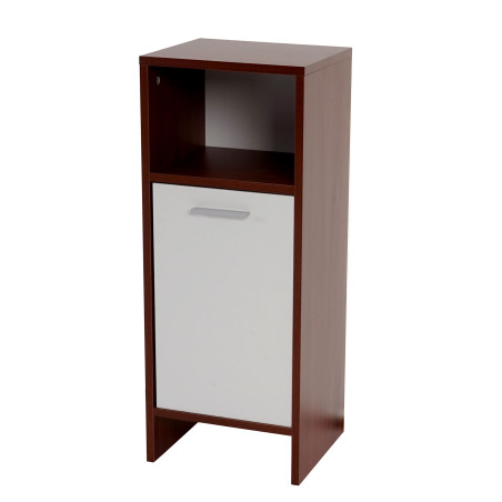 Commode Arezzo, commode / armoire de salle de bain, commode - 82x32x28cm - marron, portes blanches