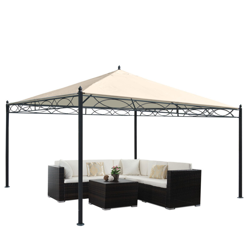 Pergola Cadiz, pavillon de jardin, cadre stable à 7cm - crème 3x3m