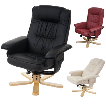 Fauteuil de télé M56, fauteuil de relaxation sans tabouret, similicuir - crème