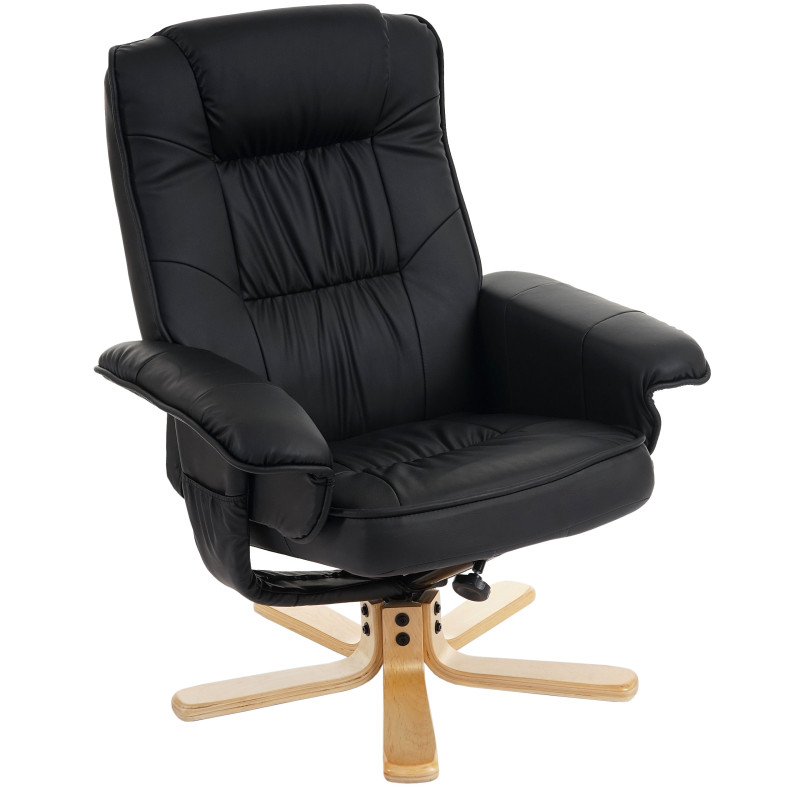 Fauteuil de télé M56, fauteuil de relaxation sans tabouret, similicuir - noir