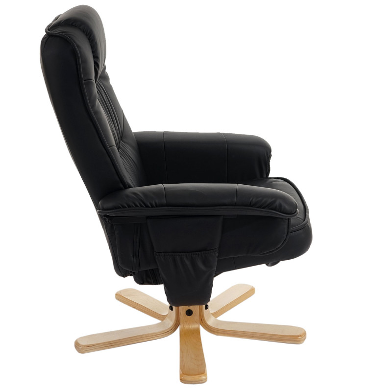 Fauteuil de télé M56, fauteuil de relaxation sans tabouret, similicuir - noir