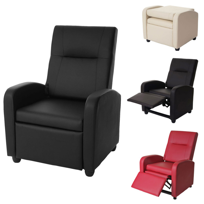 Fauteil de télé Denver Basic, fauteuil de relaxation, similicuir - crème