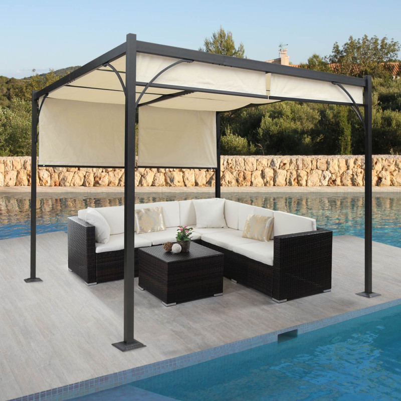 Pergola Granada, pavillon de jardin, cadre stable à 6 cm en alu + toit ouvrant - 3x3m
