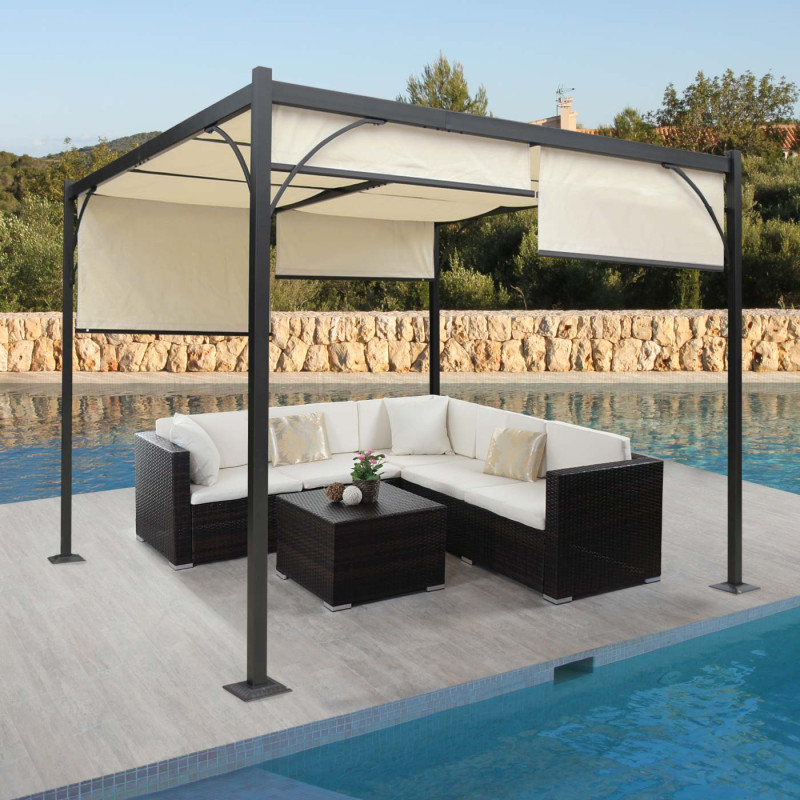 Pergola Granada, pavillon de jardin, cadre stable à 6 cm en alu + toit ouvrant - 3x3m