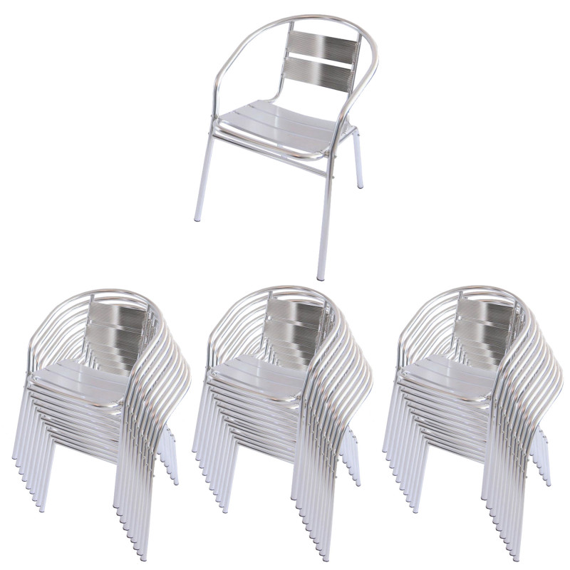 30x chaise bistro en aluminium M28, chaise empilable de jardin / terasse - sans coussin