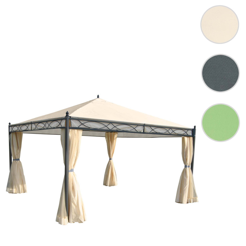 Pergola Cadiz, pavillon de jardin, cadre stable à 7cm avec paroi et moustiquaire - crème 3x3m