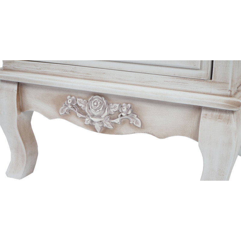 Commode Gela T432, table de chevet, armoire, baroque antique 69x46x36cm - blanc antique