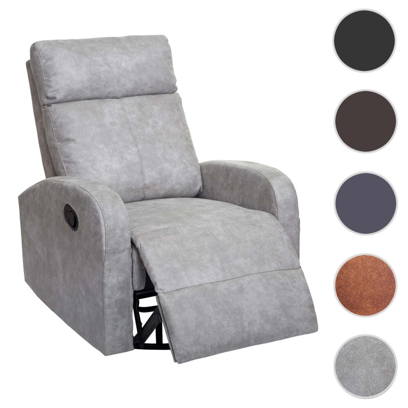 Fauteuil de télévision Crosby, fauteuil relax, rocking-chair, fonction bascule, pivotant, similicuir - marron