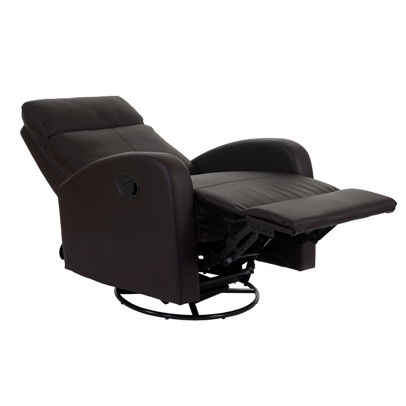 Fauteuil de télévision Crosby, fauteuil relax, rocking-chair, fonction bascule, pivotant, similicuir - marron